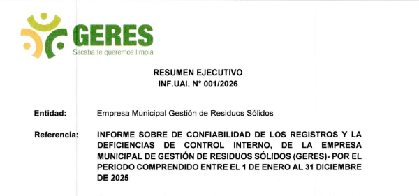 RESUMEN EJECUTIVO INFORME INF.UAI. N&deg; 001/2026